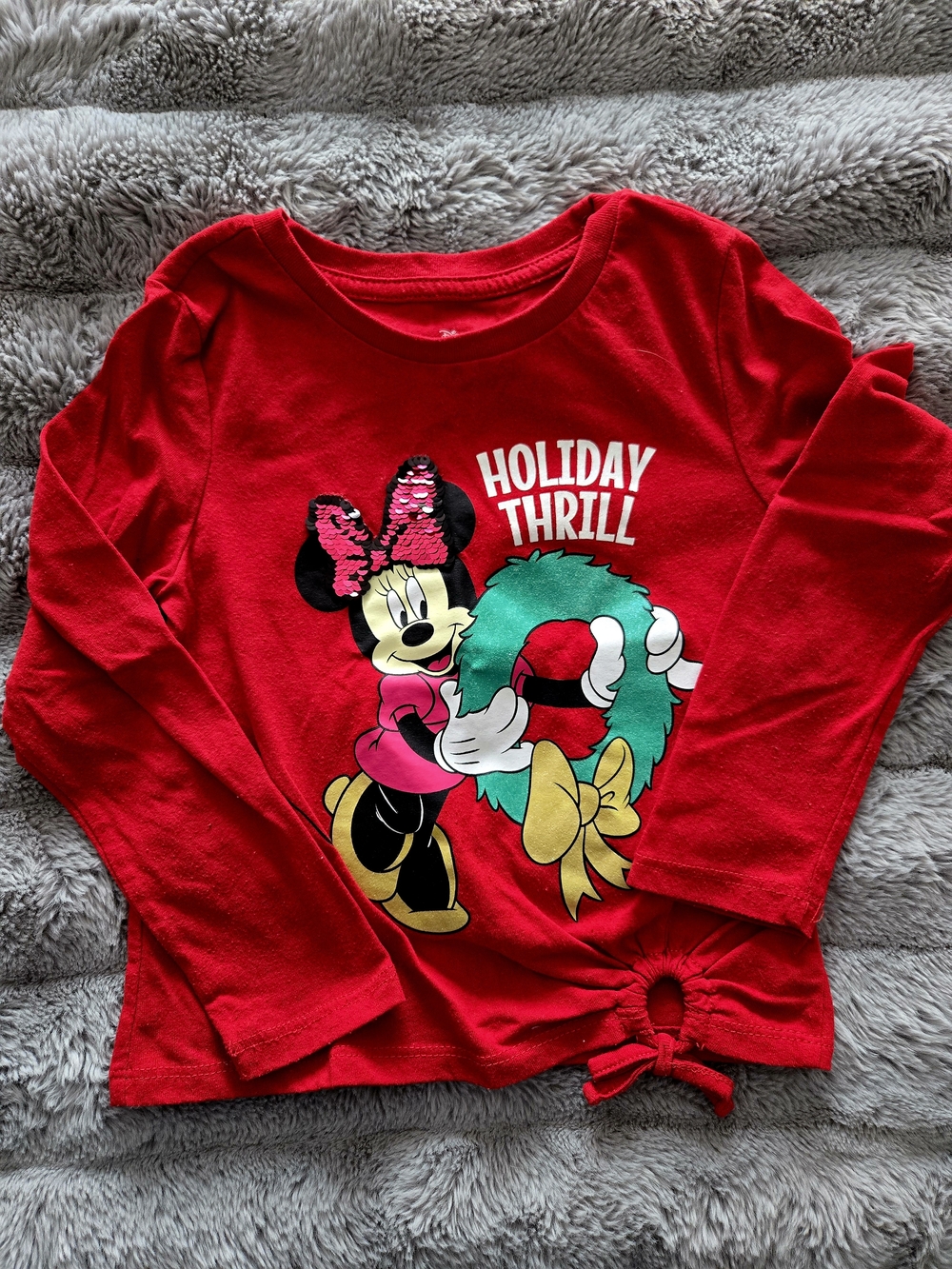 Disney Red Minnie Mouse 'Holiday Thrill' Long-Sleeve Tee